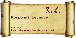 Korponai Levente névjegykártya